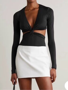 ALIX NYC Black Long-Sleeve Twist-Front Bodysuit